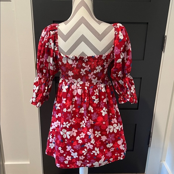 FORE Floral Babydoll Cottage Core Dress with Puff Sleeves Size M - Picture 4 of 6